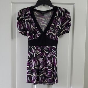 Women's Purple and Black Patterned Top